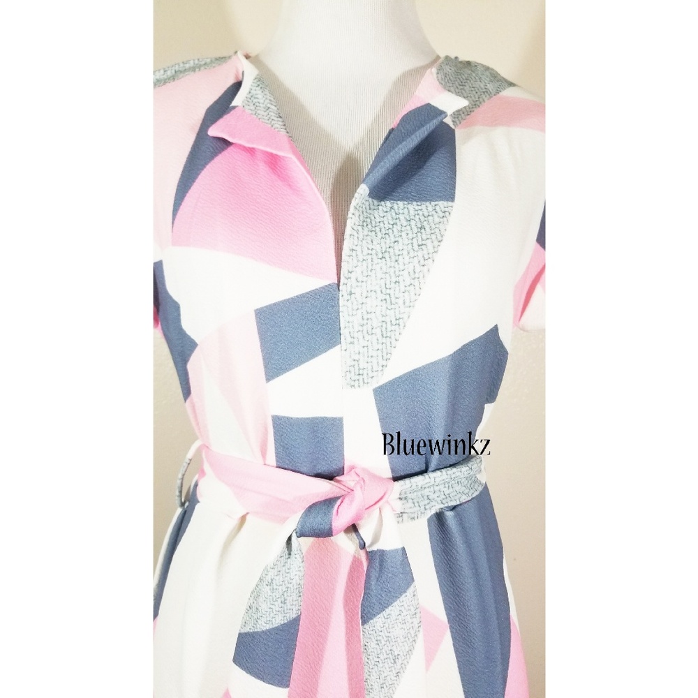 Pink/Gray Geo Pattern Dress - Picture 4 of 5